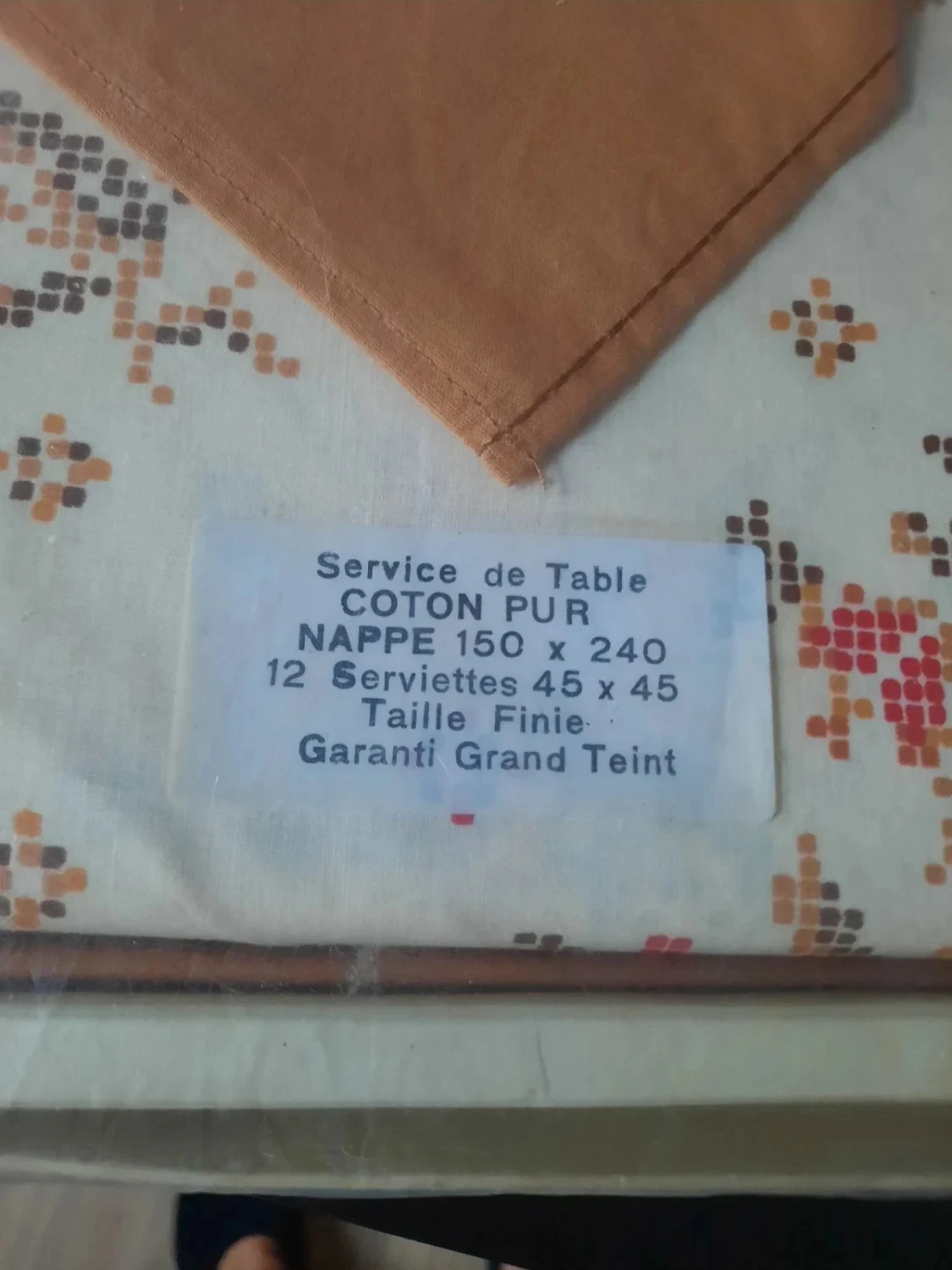 🥀Toalha de mesa vintage nova em algodão e seus 12 guardanapos. Fabricação francesa. – photo 3